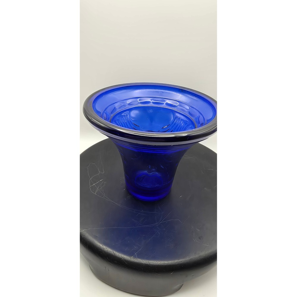 Cobalt Blue Art Glass Flared Vase Hand Blown Trumpet Style Decorative Vessel